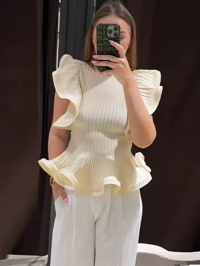 Blouse pull femme en maille côtelée