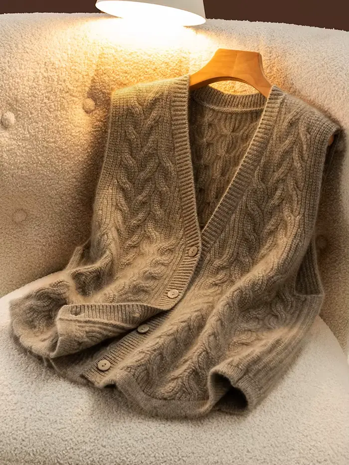 Gilet pull 100% cachemire pour femme