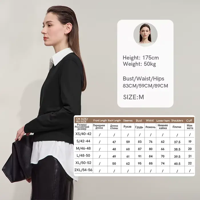 AMII minimaliste femmes noir pull 2025 automne Simple trajet O cou pull à manches longues décontract