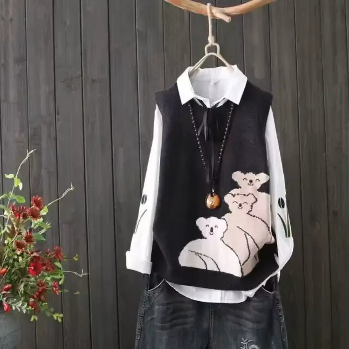 Gilets en tricot à col rond pour femmes, vêtements pour travailler le voyage, vêtements à la mode, h