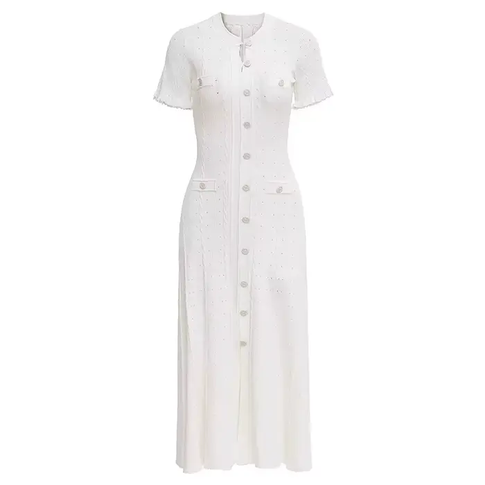 Robe midi vintage en tricot torsadé à manches courtes volantées pour femmes, élégante pour fêtes et décontraction, disponible en plusieurs couleurs et tailles, pour des occasions spéciales et quotidiennes