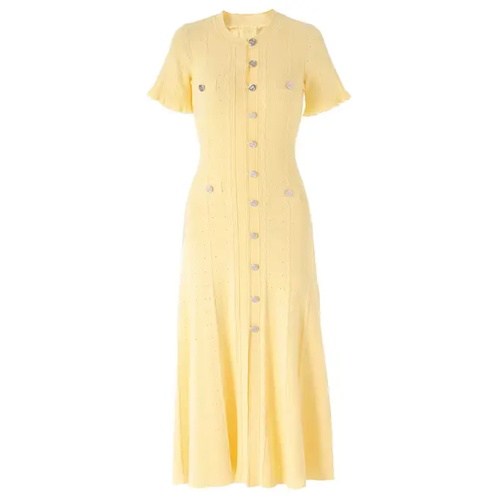 Robe midi vintage en tricot torsadé à manches courtes volantées pour femmes, élégante pour fêtes et décontraction, disponible en plusieurs couleurs et tailles, pour des occasions spéciales et quotidiennes