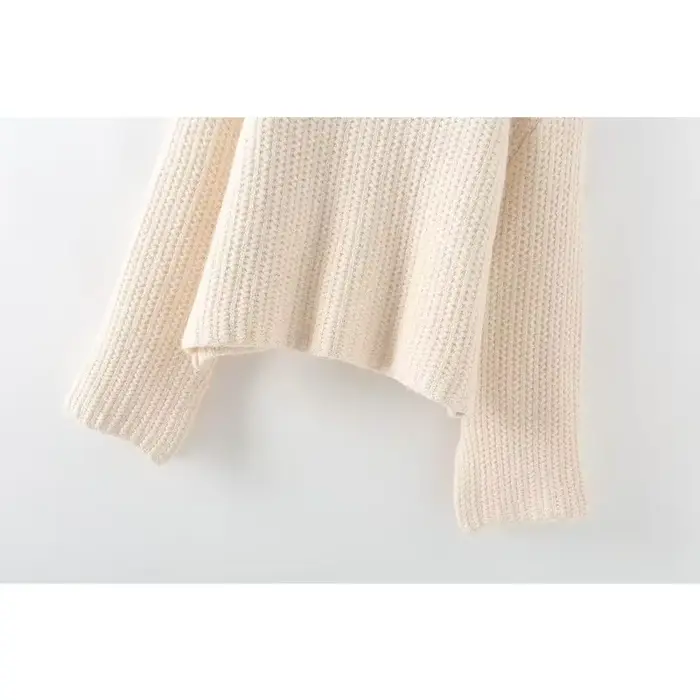Pull à col rond Y2k pour femme, pull court en tricot blanc uni, Vintage, hiver