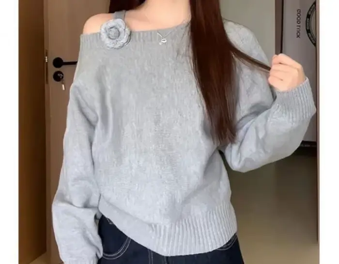 Pull-over en tricot asymétrique à une épaule, ample et original, pour femme
