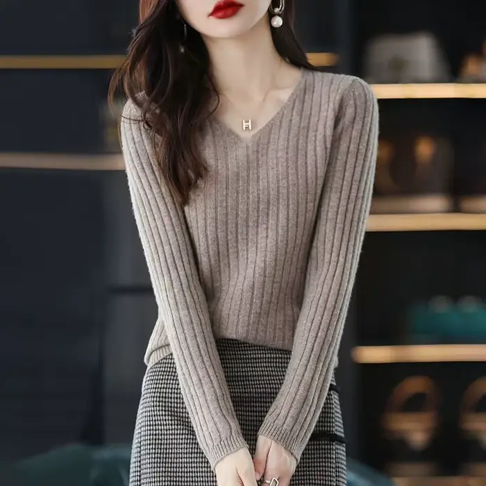 Pull tricoté à manches longues pour femme