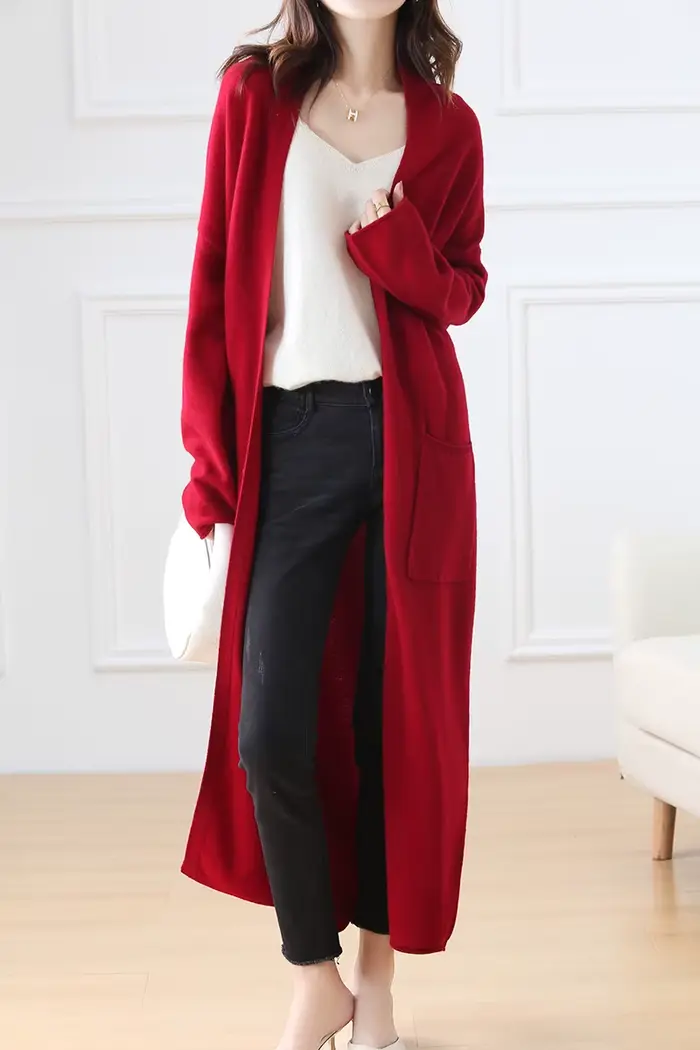 Cardigan long en laine pour femme