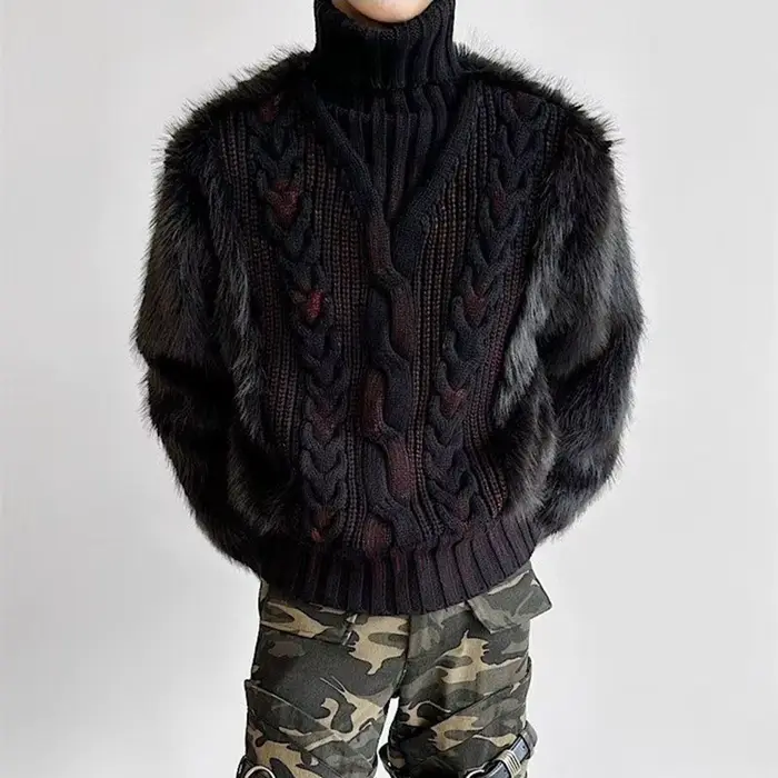 Pull en fourrure épais et chaud d'hiver pour homme et femme