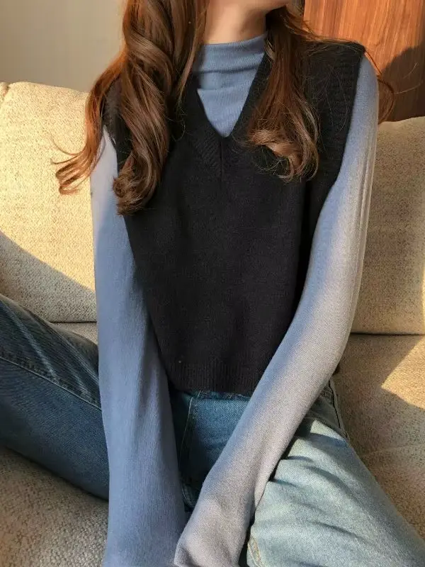 AOSSVIAO Gilet tricoté col en V pour femme, Nouvelle collection Printemps-Automne 2026, Pull sans ma
