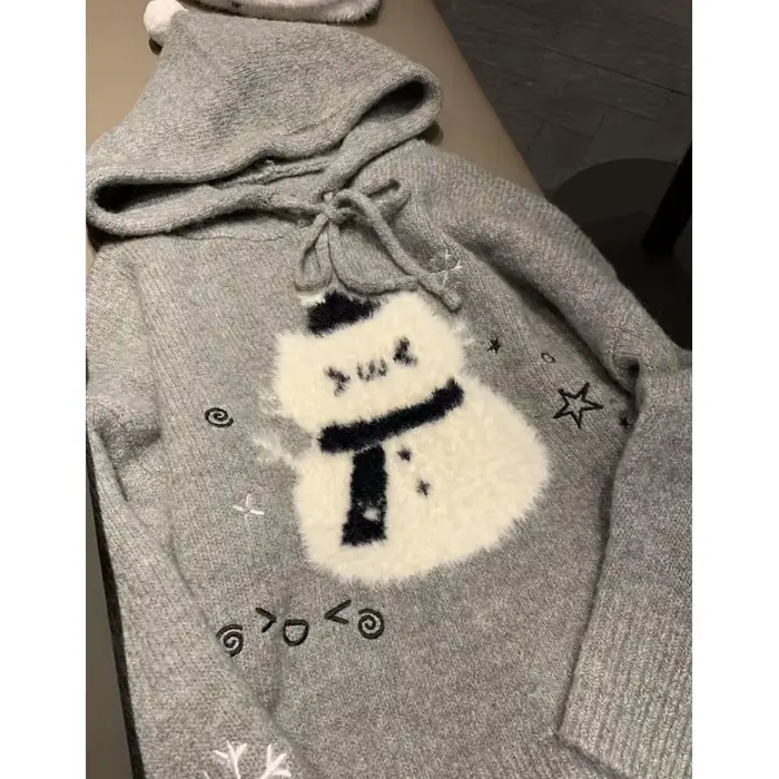 Kawaii gris femmes chandails Style Preppy doux japonais pulls à capuche Cutecore Harajuku surdimensionné