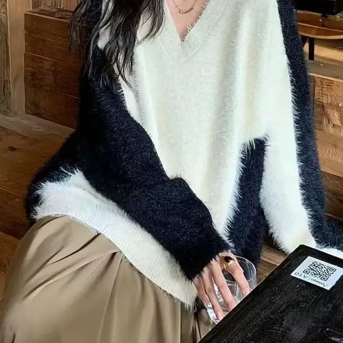 Pull tricoté en fibre douce pour vison, nouveau Style automne/hiver 2025