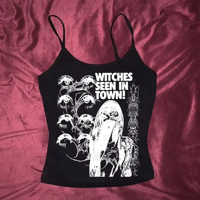 Gilet vintage punk imprimé Kawaii pour femmes, gilet d'été Y2k mignon imprimé, streetwear gothique, 