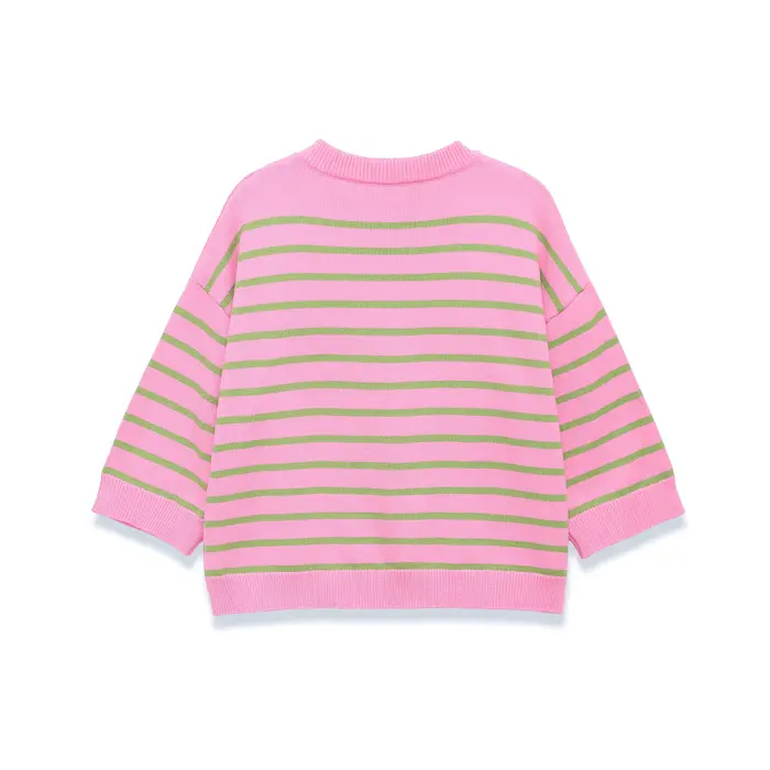 Pull Minimaliste Rayé à Col Rond et Manches Longues pour Femme – Hauts et Tricots Féminins