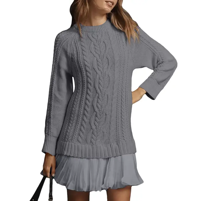 Pull tricoté torsadé décontracté pour femmes