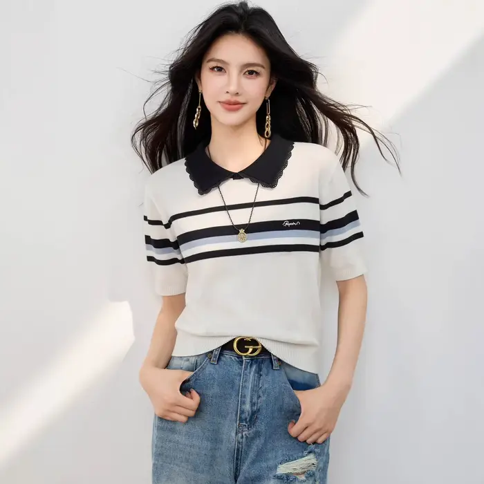 T-shirt décontracté polyvalent à manches courtes pour femme