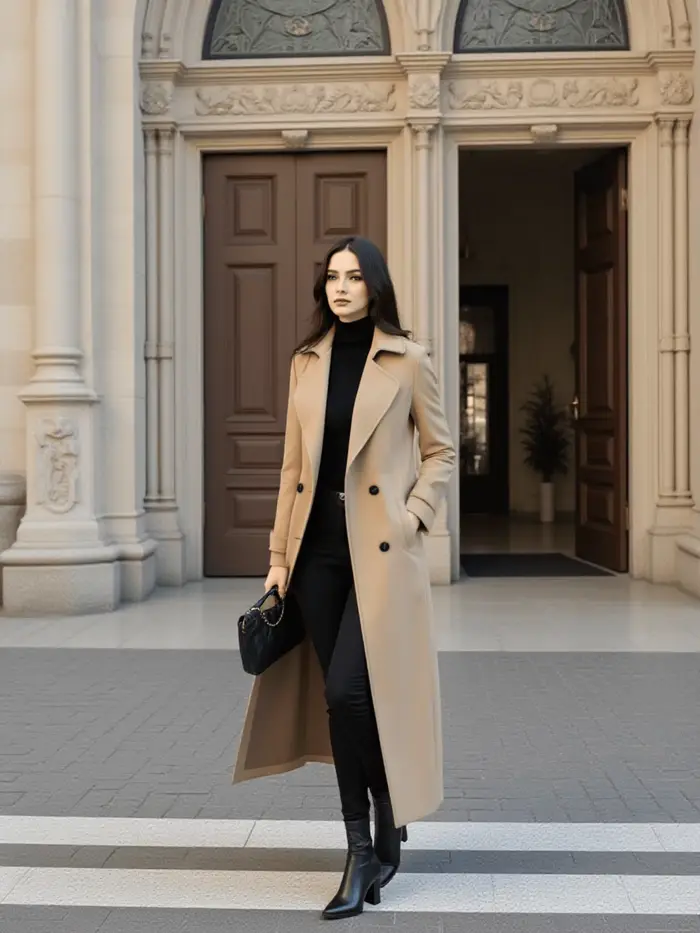 Pardessus chaud en laine pour femme
