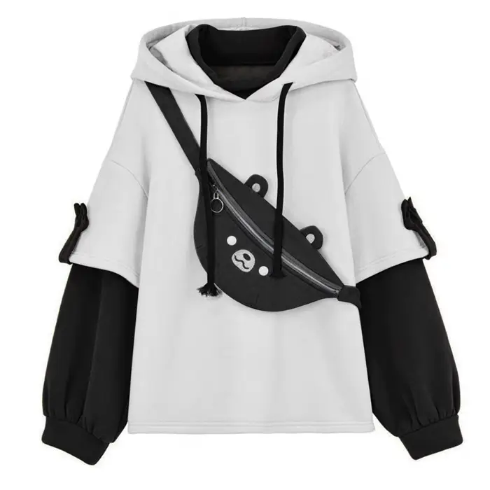 Sweat à capuche ours à manches longues pour femmes