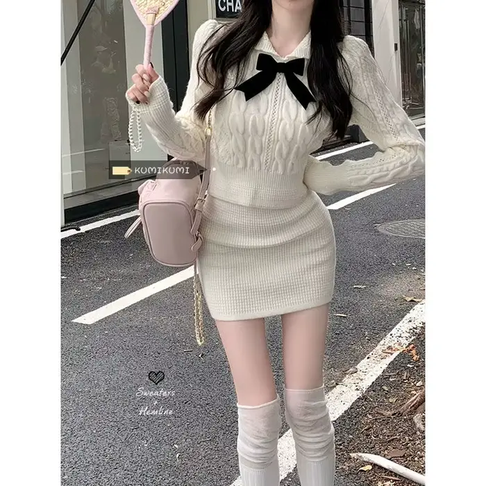 Ensemble deux pièces tricoté pour filles