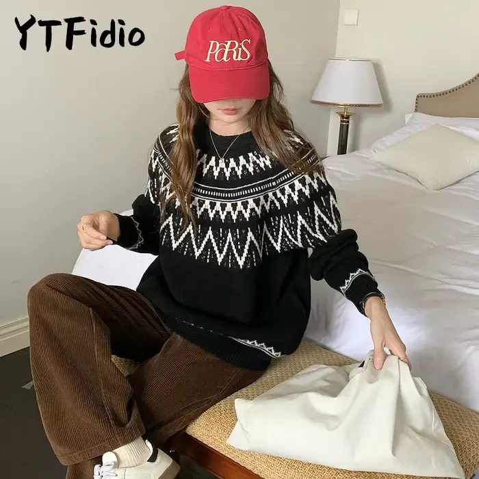 Pull en laine YTFidio col rond style streetwear pour femmes, occassions printemps et automne, pull élégant et confortable à offrir