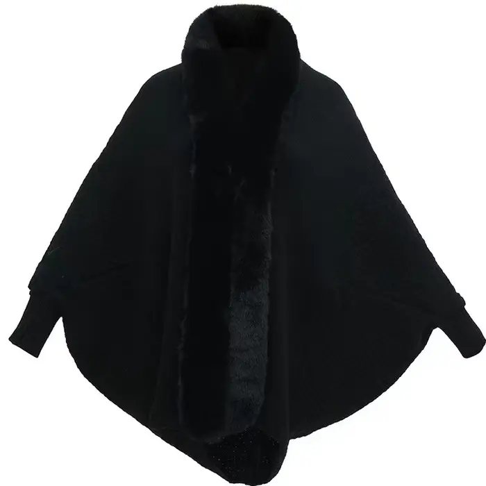 Pull à manches chauve-souris floral jacquard pour femmes, col en fausse fourrure de lapin, cardigans
