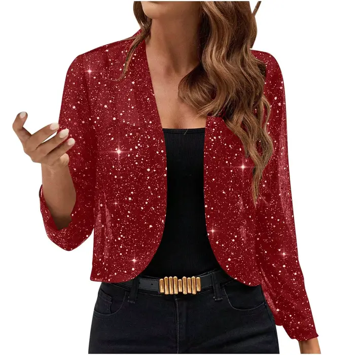 Femmes élégant Cardigan vestes courtes décontracté brillant décoration vous apporter un tempérament raffiné dame fête doux confort Costume