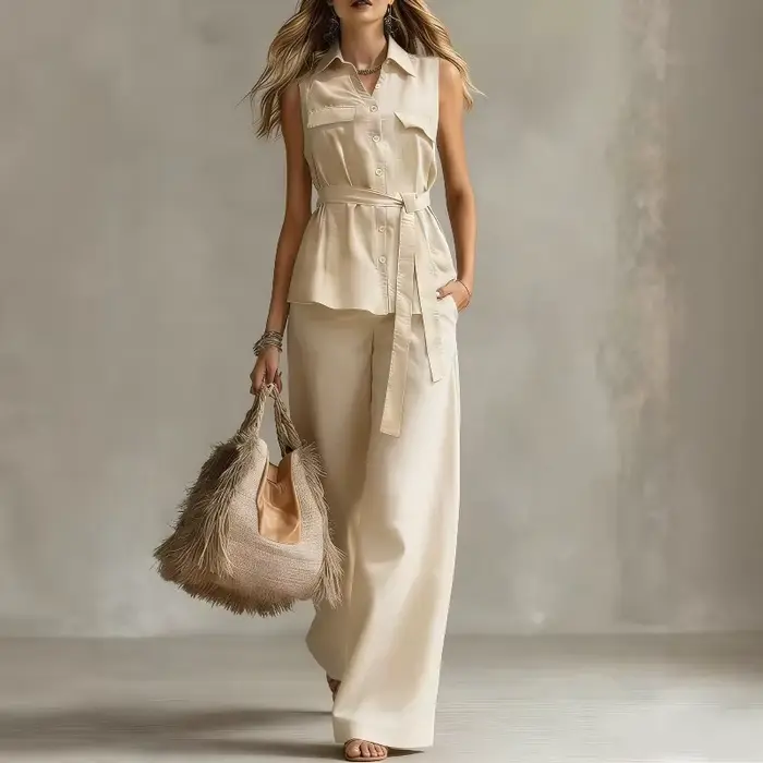 Ensemble élégant : Gilet à boutons et col à revers