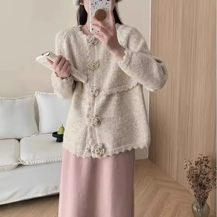 Pull cardigan en polyester ample pour femmes, automne hiver, design décontracté et confortable, idéal pour les occasions spéciales
