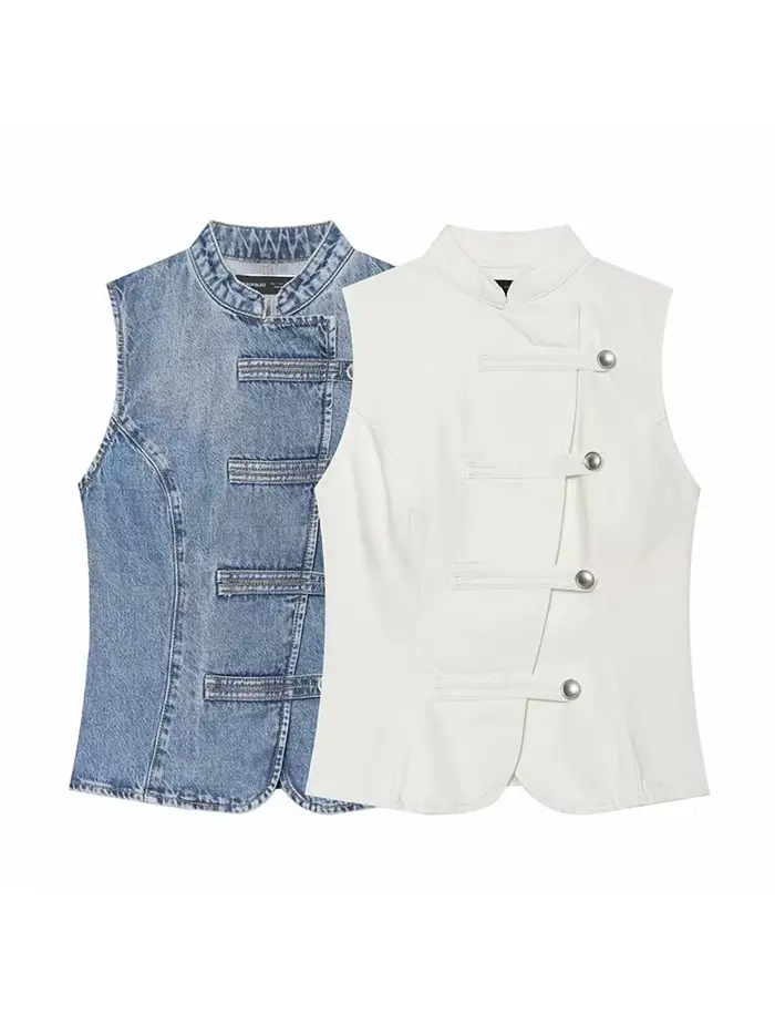 Gilet zippé décontracté vintage pour femme
