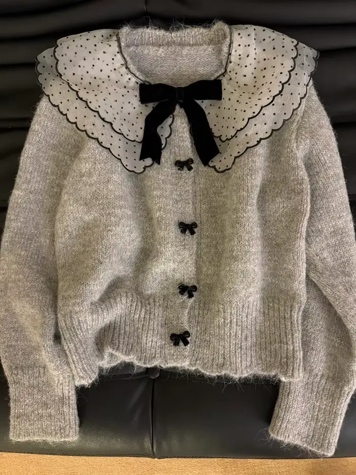 Chandail Kawaii Coquette en polyester et coton pour femmes junior, élégant et doux, style coréen, pour automne et hiver