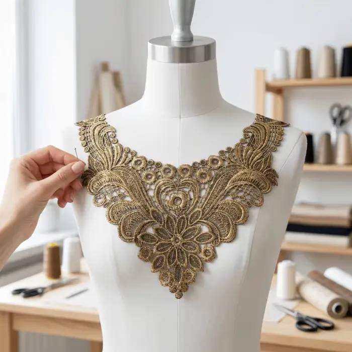 Col en dentelle creuse à broder soi-même motif floral accessoire vestimentaire faux col en dentelle décoration de vêtements pour femmes occasions spéciales