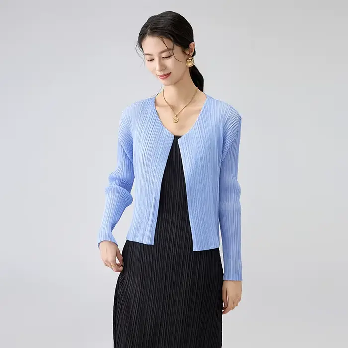 Cardigan Miyake Plissé Pop Court Femmes Décontracté Polyester Multicolore Occasions Spéciales Vestes Courtes