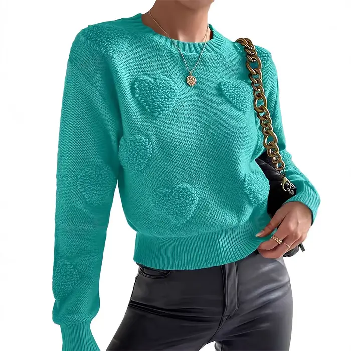 Pull vent paresseux floqué avec perles pour femme
